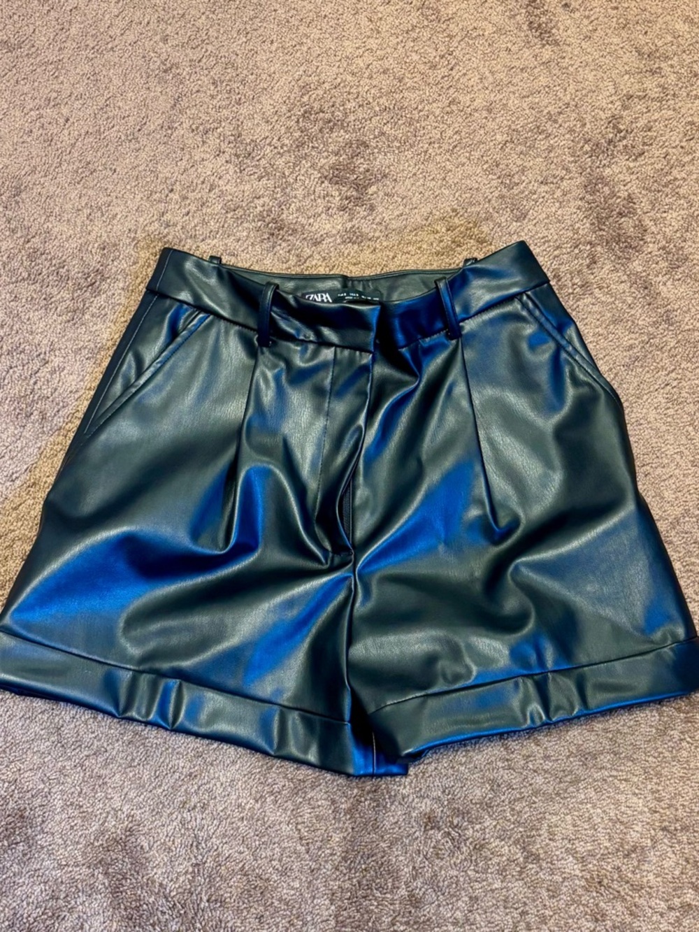 Zara Faux Leather Black Shorts Sz Small